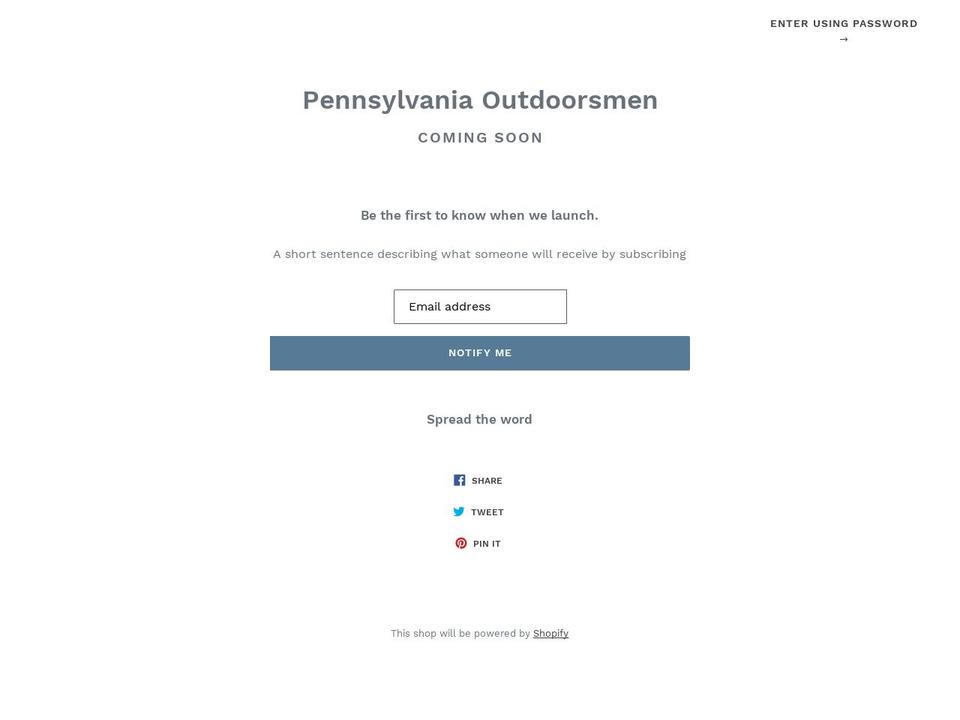 pennsylvaniaoutdoorsmen.com — Shopify storefront screenshot