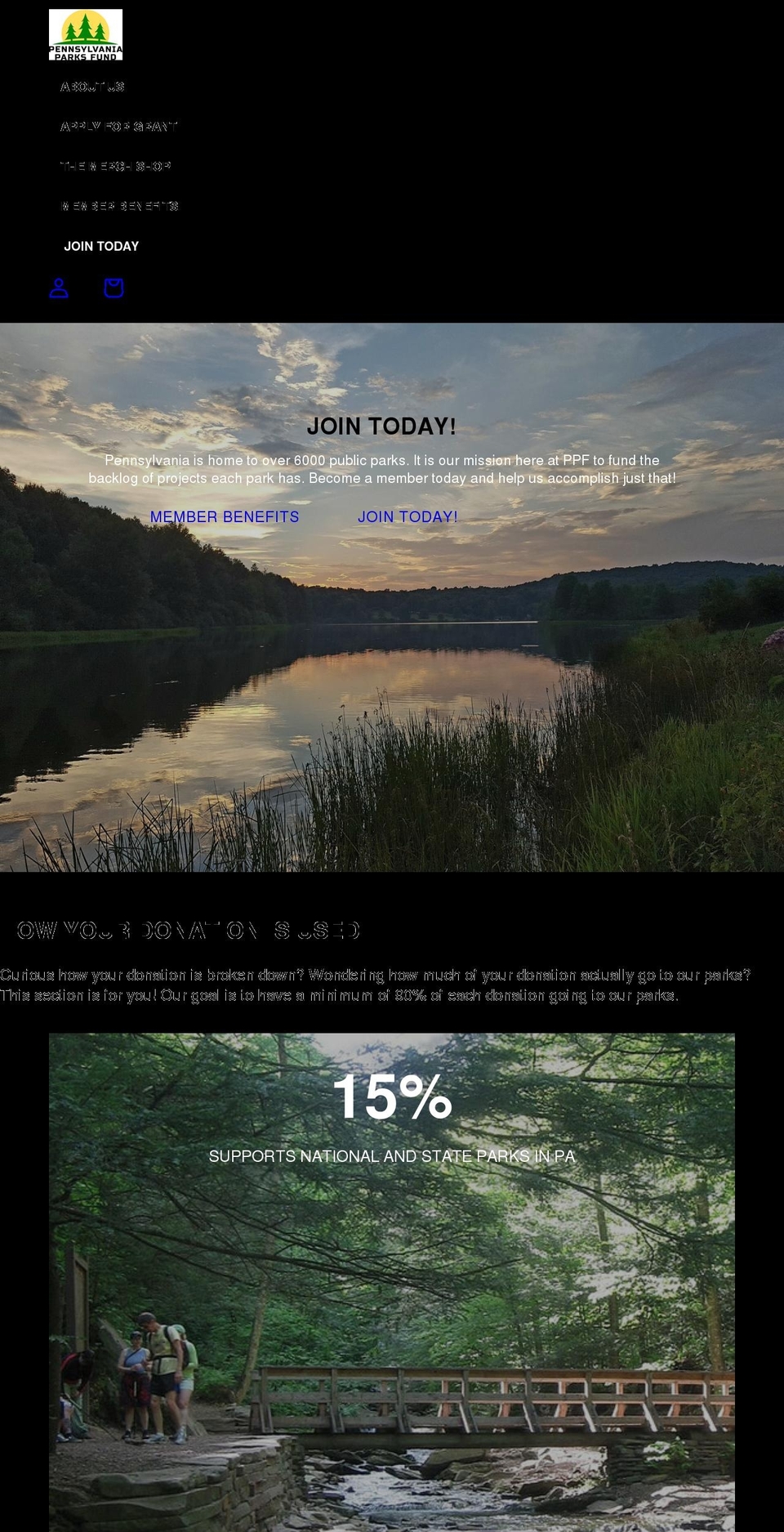 pennsylvaniaparks.org shopify website screenshot