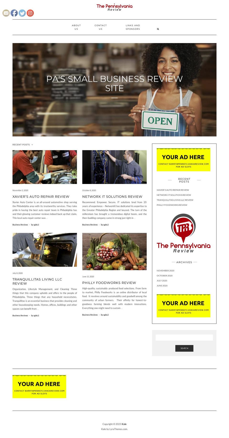 pennsylvaniareview.com — Shopify storefront screenshot