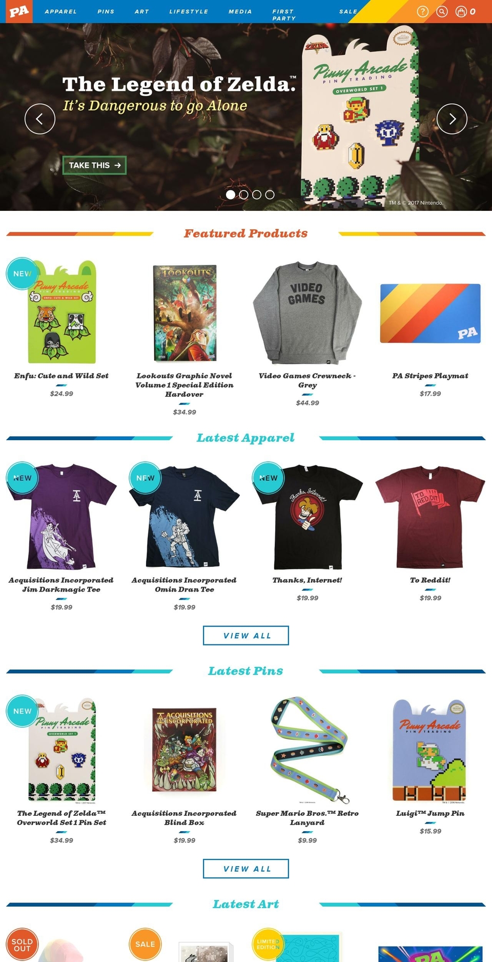 20151119 Design Update B4 Bold PB Shopify theme site example pennyarcademerch.com