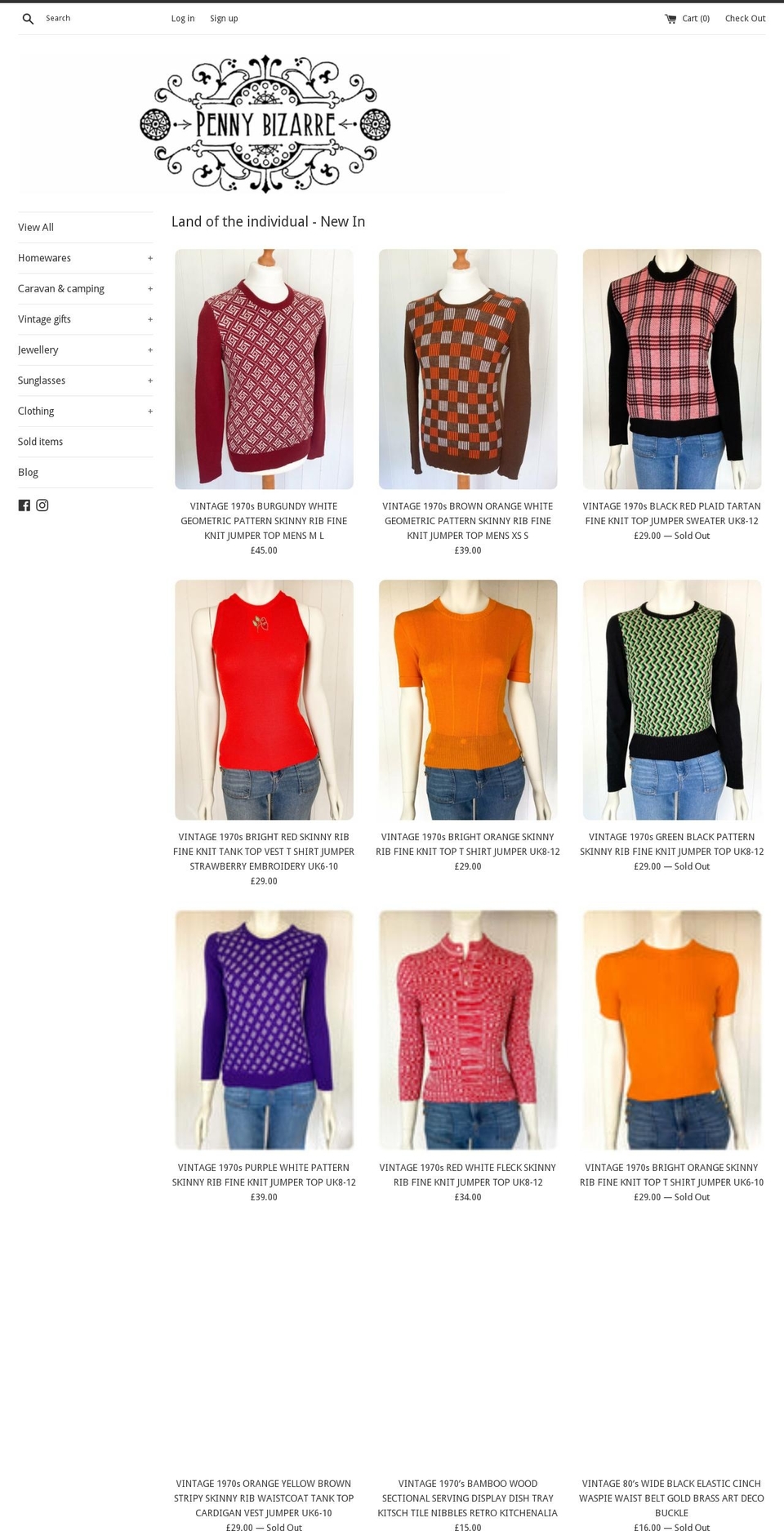 pennybizarre.co.uk shopify website screenshot