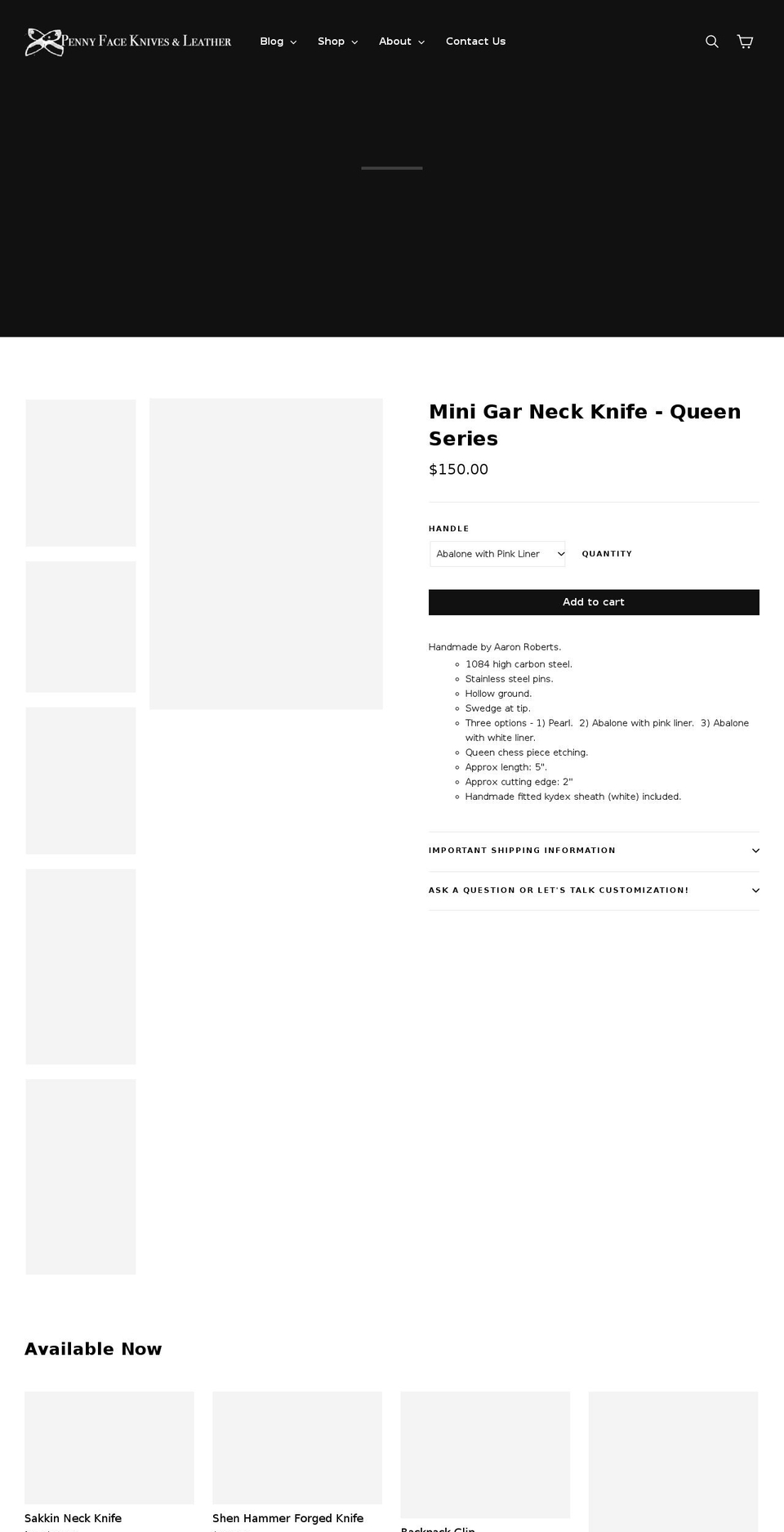 pennyfaceknives.com shopify website screenshot