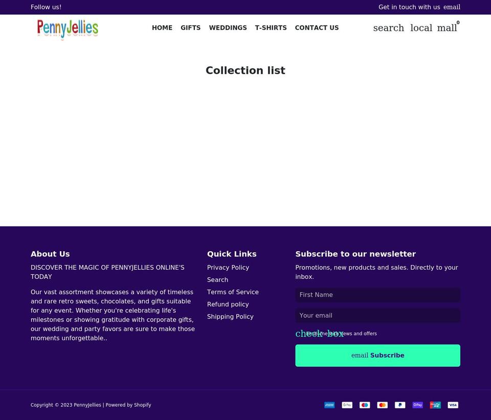 pennyjellies.com shopify website screenshot