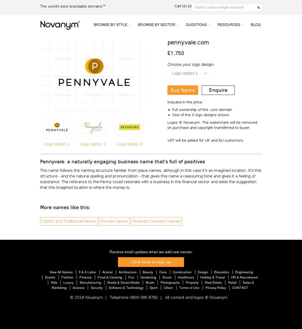 pennyvale.com shopify website screenshot