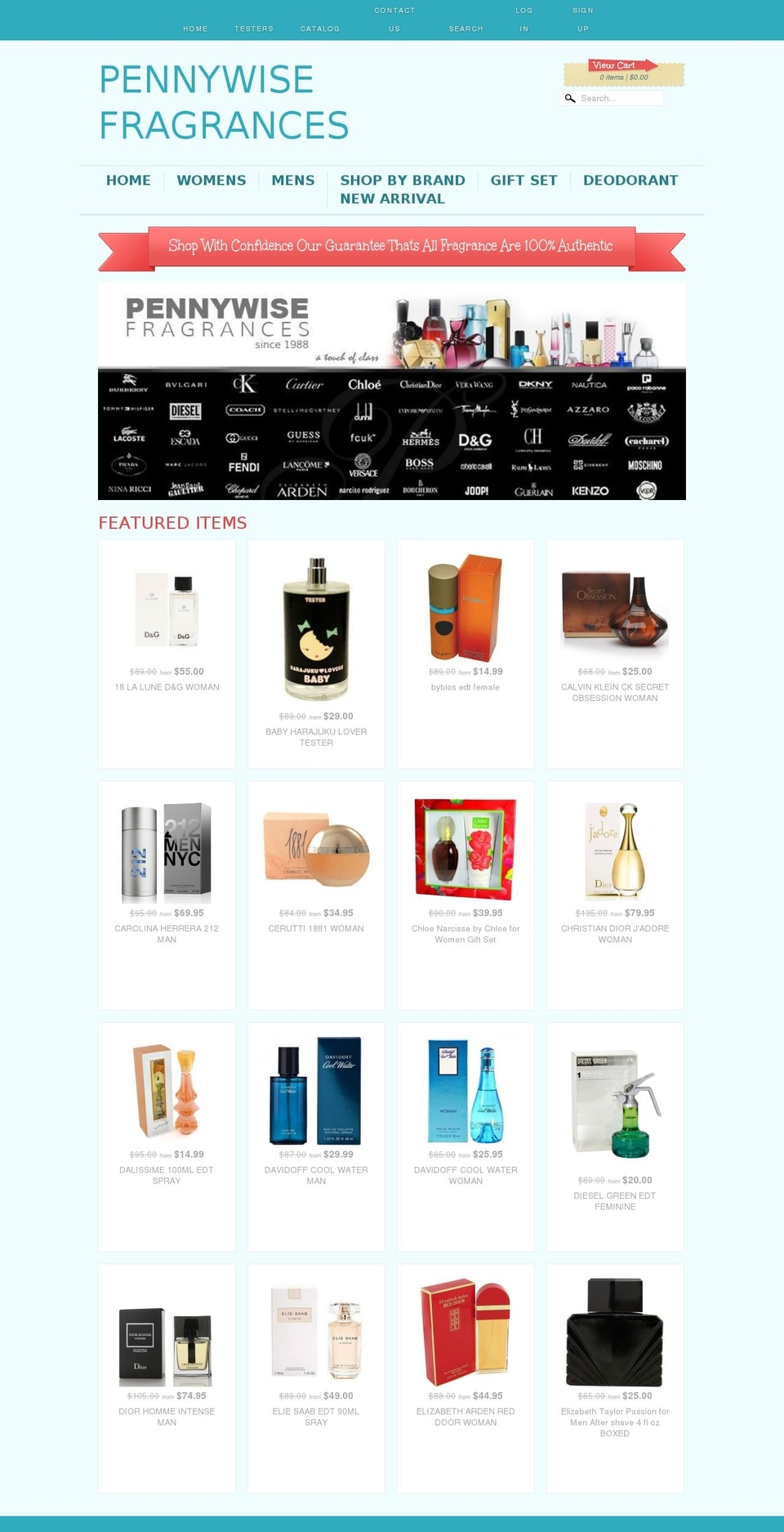 pennywisefragrance.ca shopify website screenshot