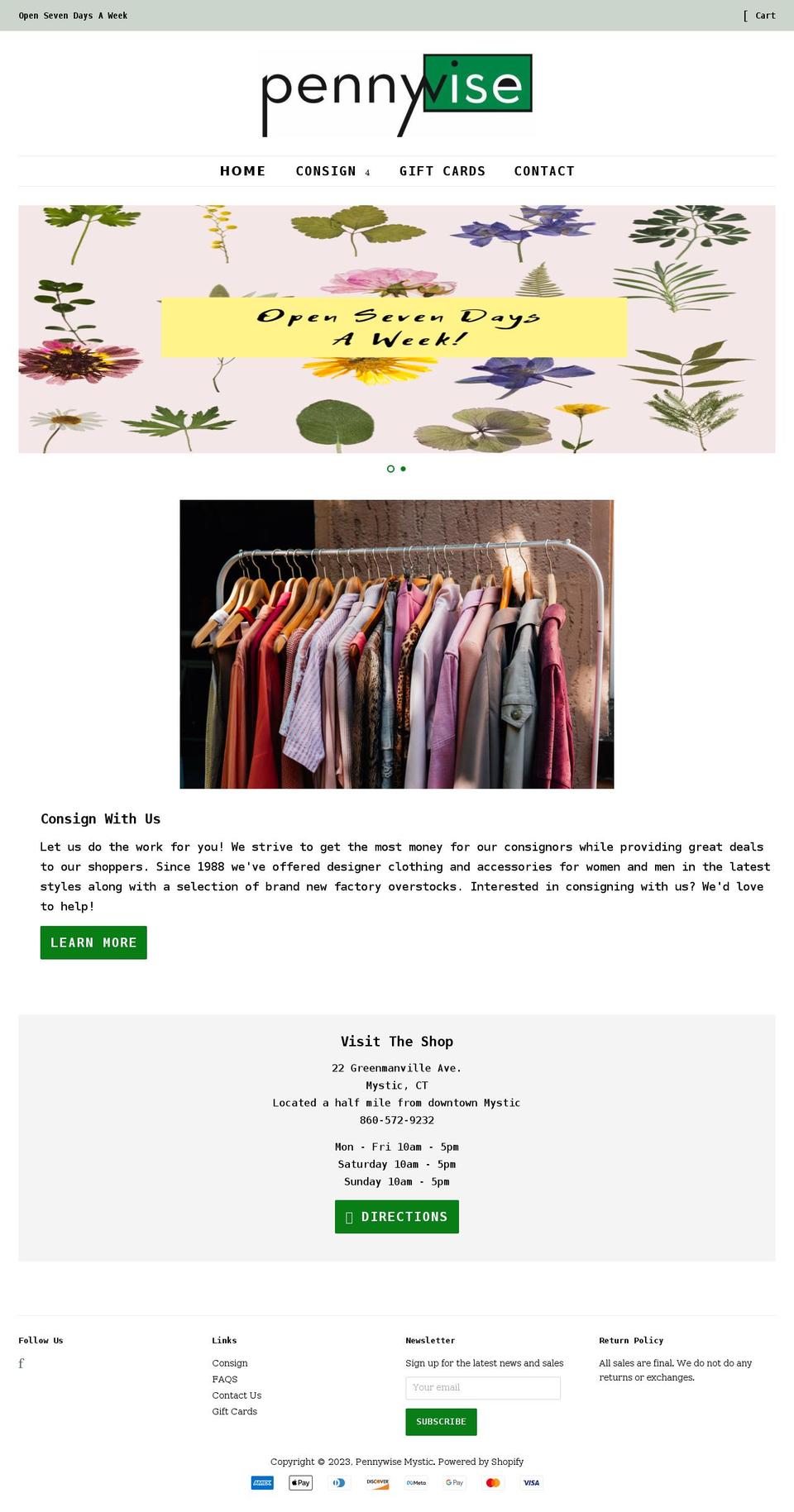 pennywisemystic.com shopify website screenshot