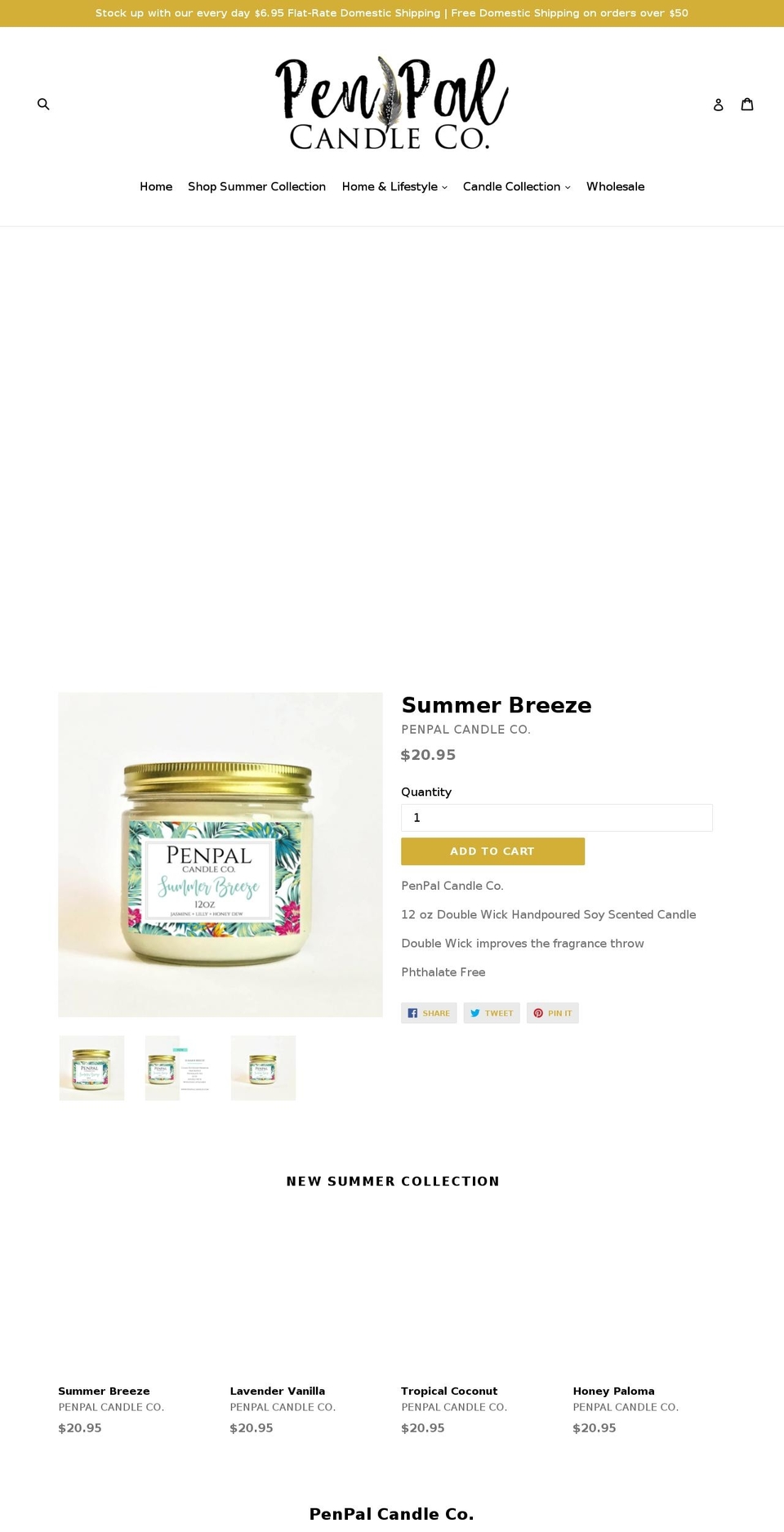 penpalcandles.com — Shopify storefront screenshot