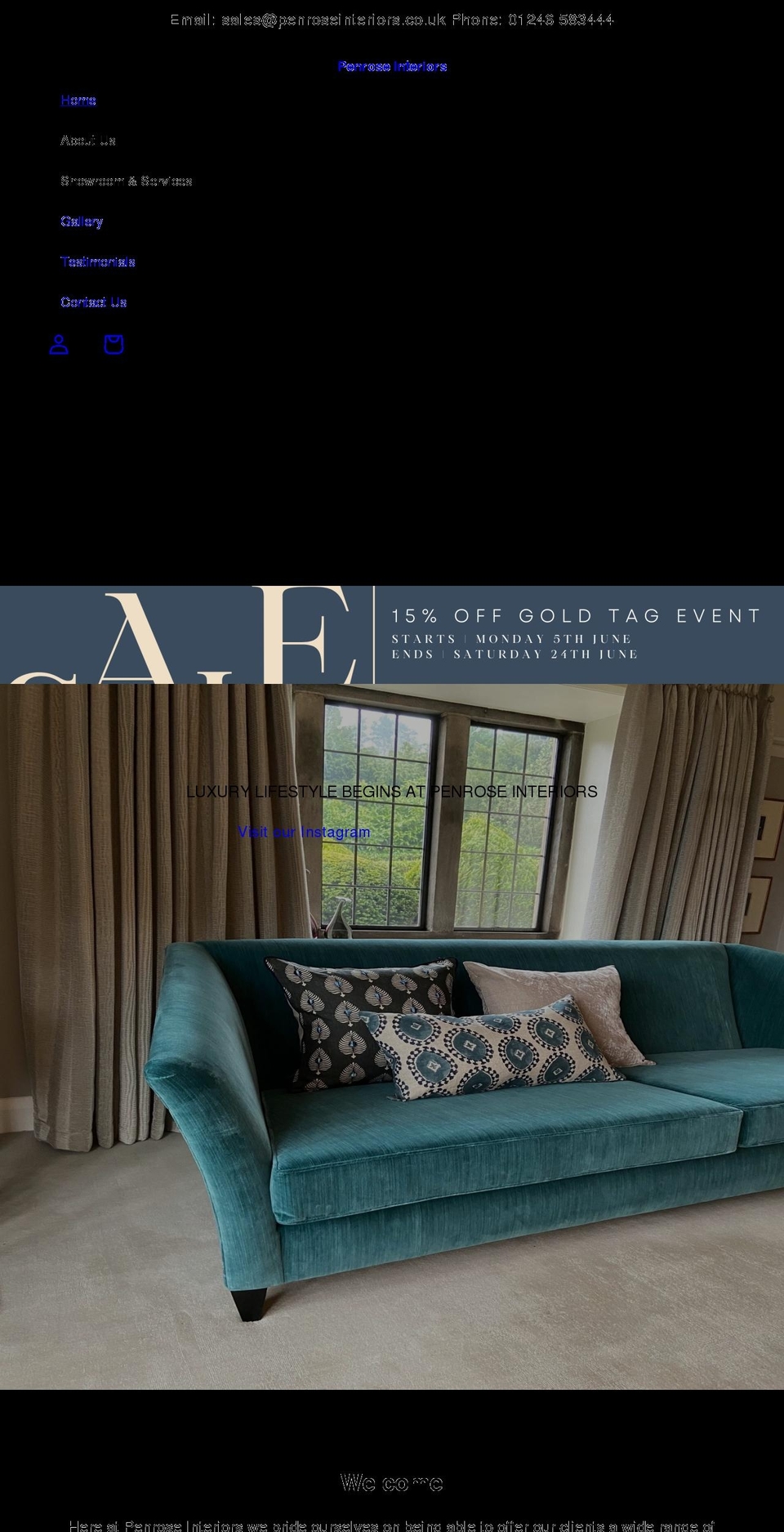 penroseinteriors.co.uk shopify website screenshot