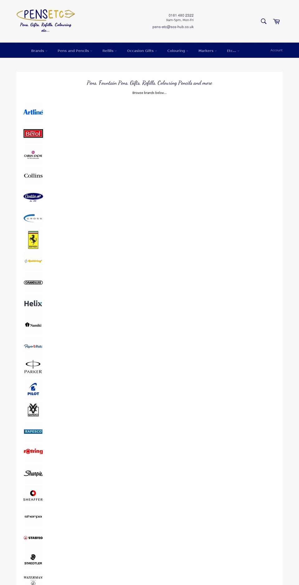 pens-etc.co.uk shopify website screenshot