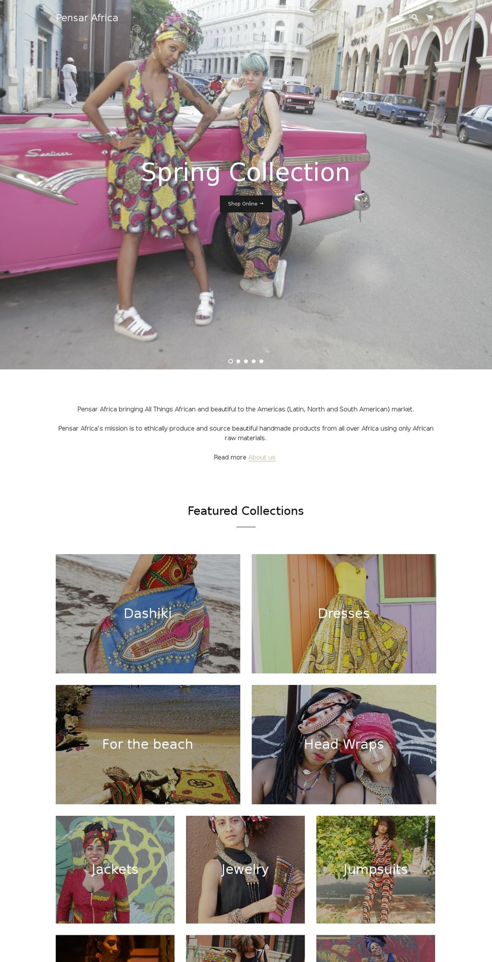 pensarafrica.com shopify website screenshot