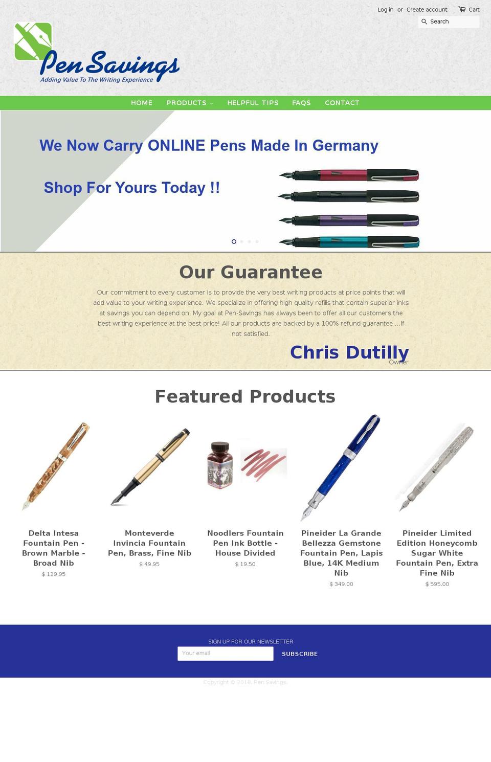 pensaving.com — Shopify storefront screenshot