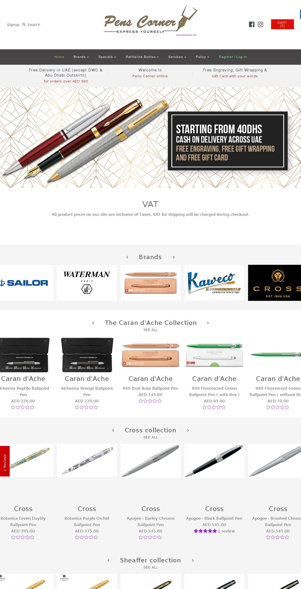 pensindubai.com — Shopify storefront screenshot