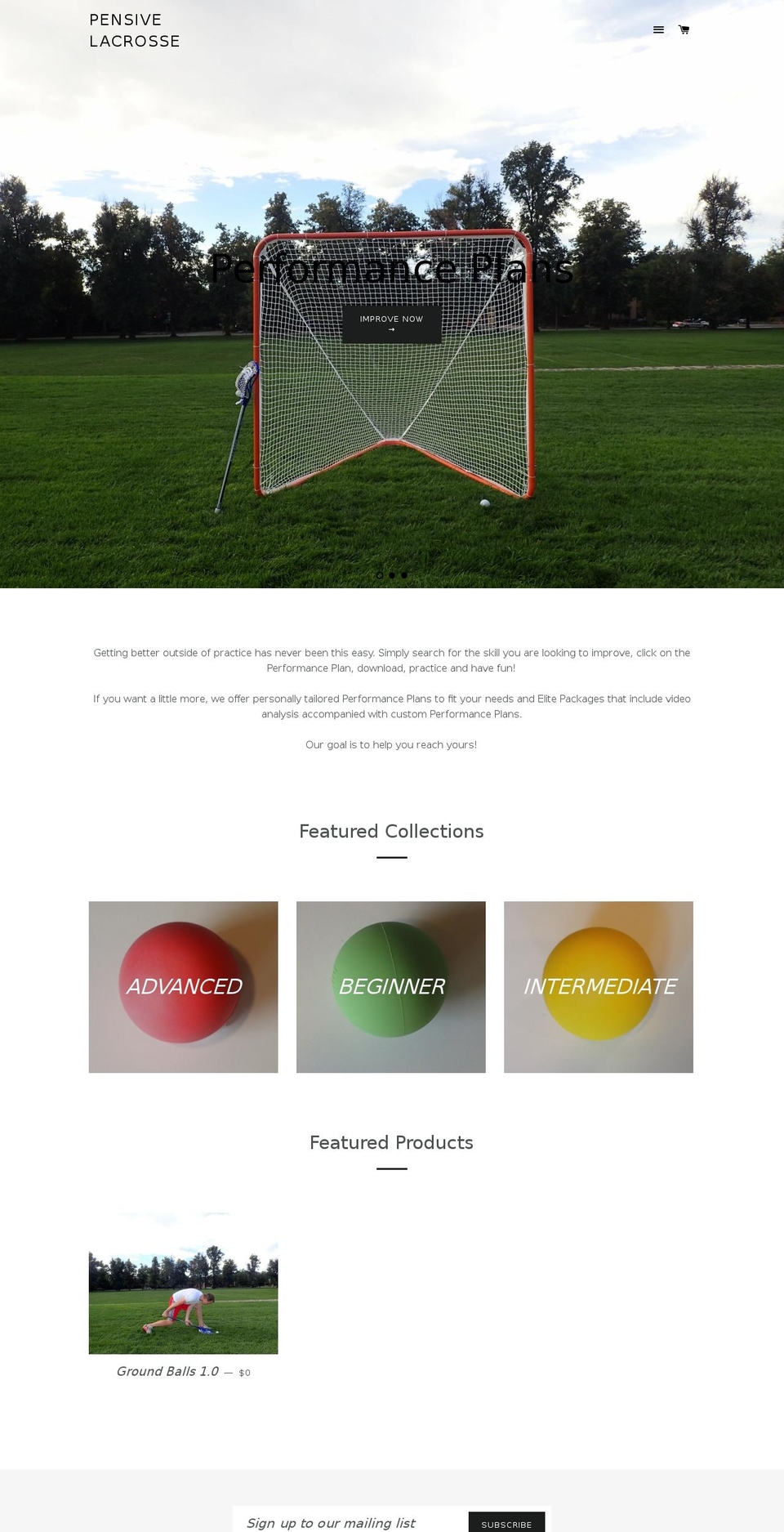 pensivelacrosse.com shopify website screenshot