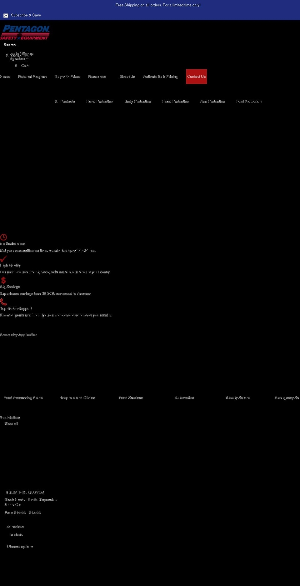 pentagonsafetyequipment.com shopify website screenshot
