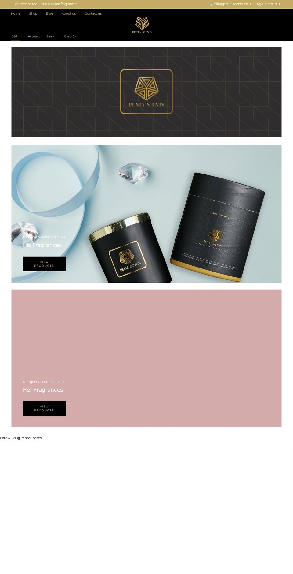 Z Dzine Shopify theme site example pentascents.co.uk