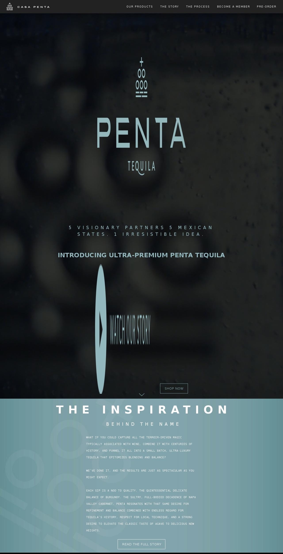 pentatequila.com — Shopify storefront screenshot