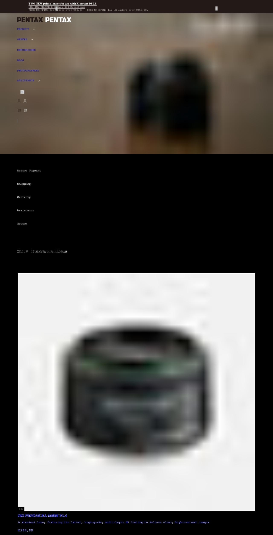 pentax.eu shopify website screenshot