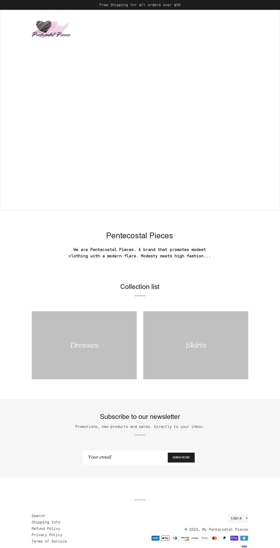 pentecostalpieces.com shopify website screenshot