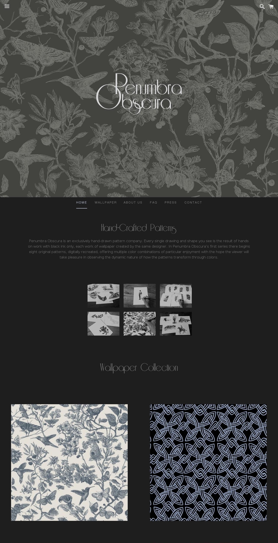 penumbraobscura.com — Shopify storefront screenshot