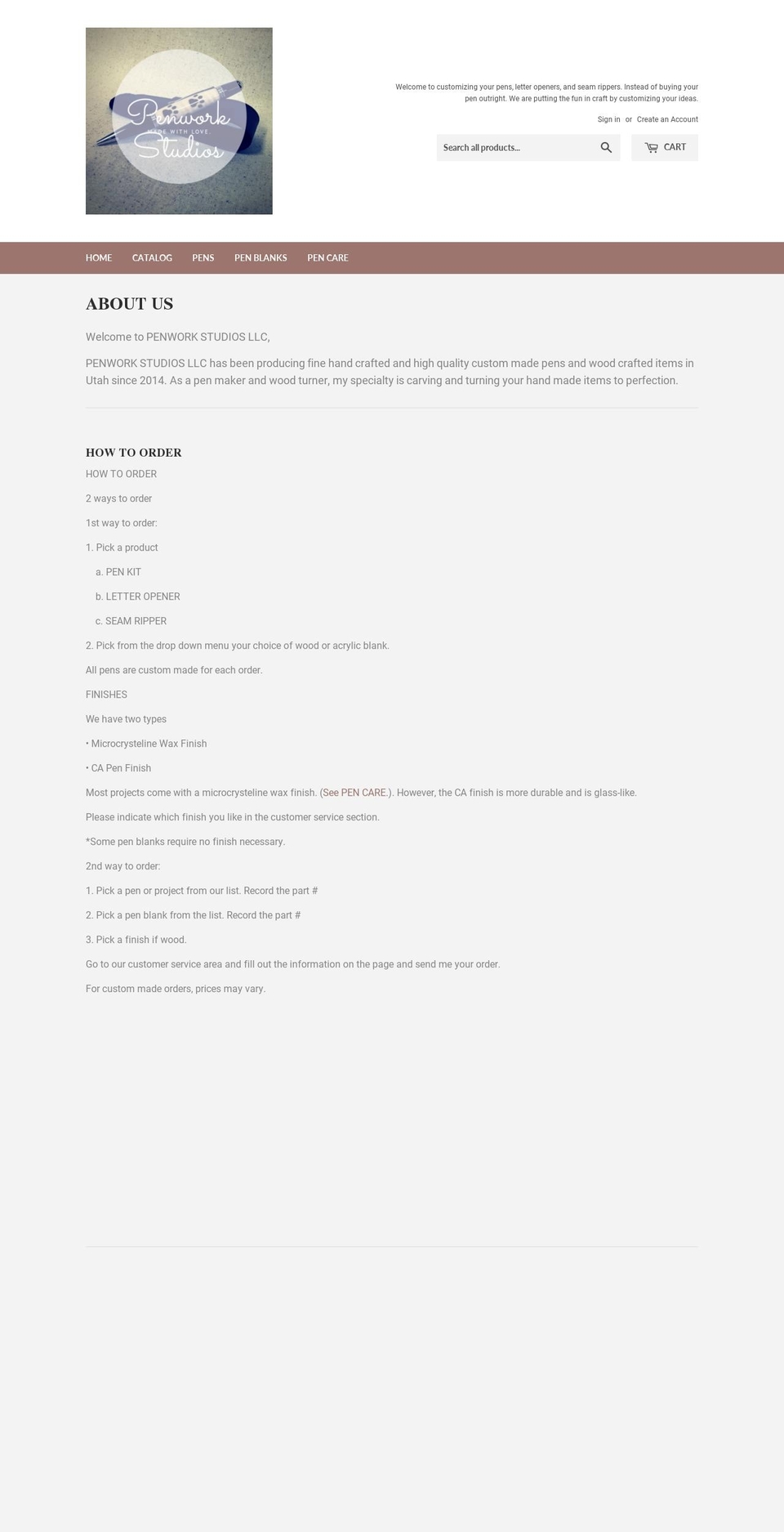penworkstudios.com — Shopify storefront screenshot