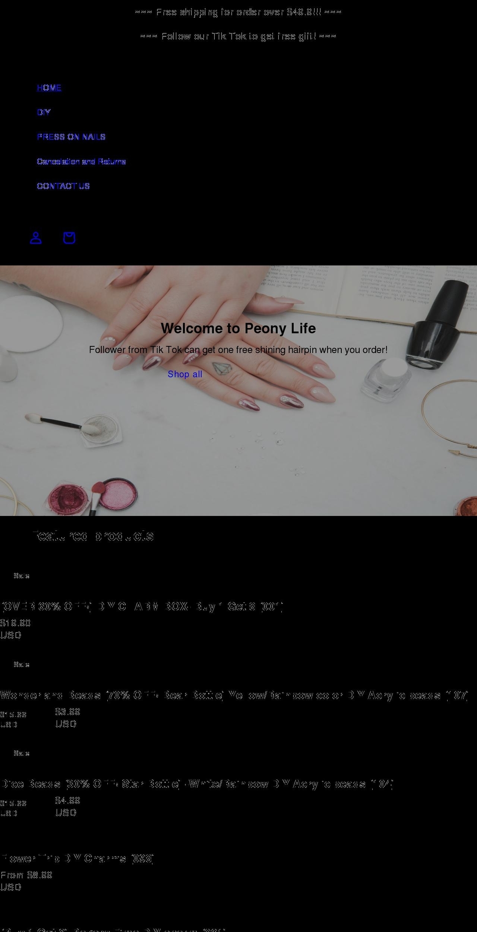 peonylife.com shopify website screenshot