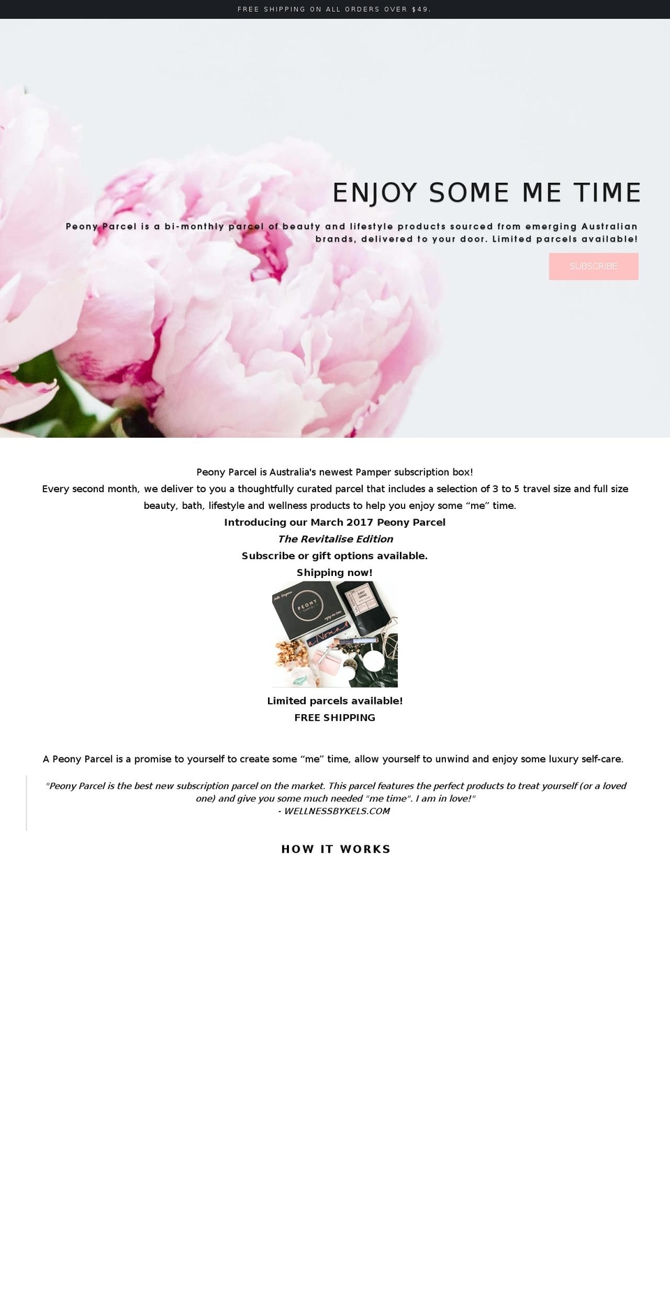 peonyparcel.com shopify website screenshot