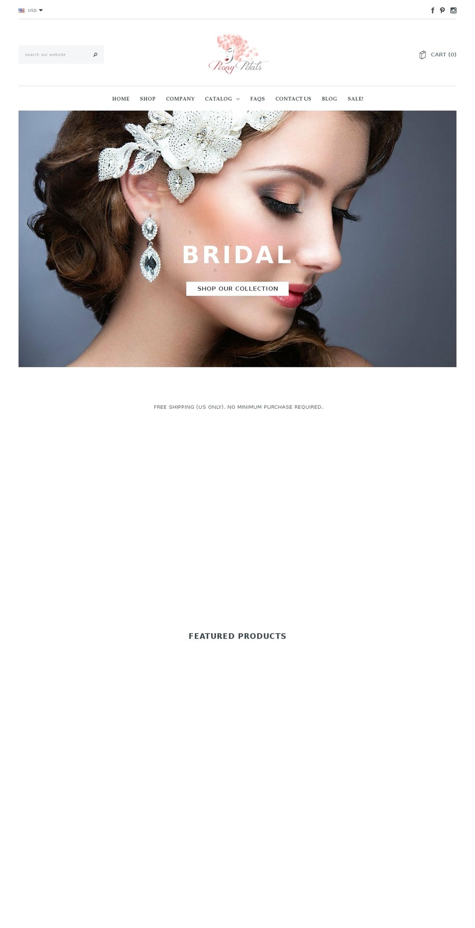 peonypetals.com shopify website screenshot
