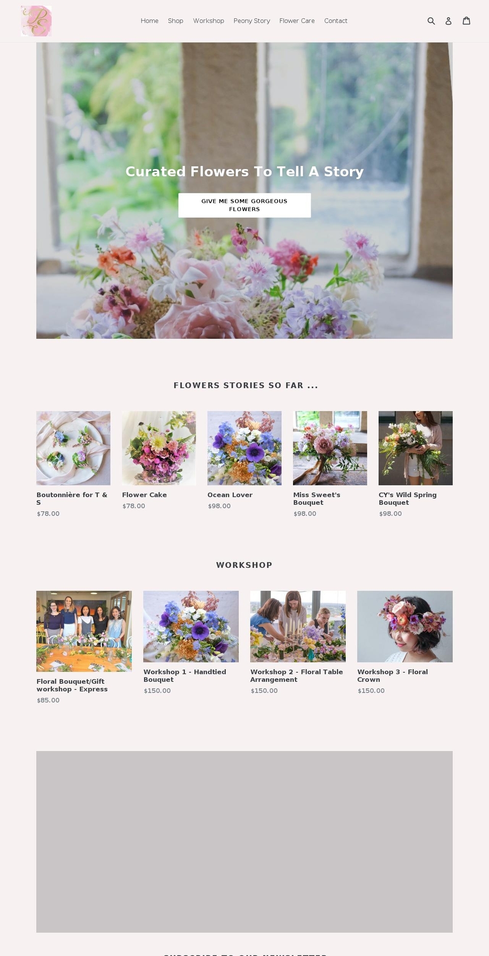 peonystory.com shopify website screenshot