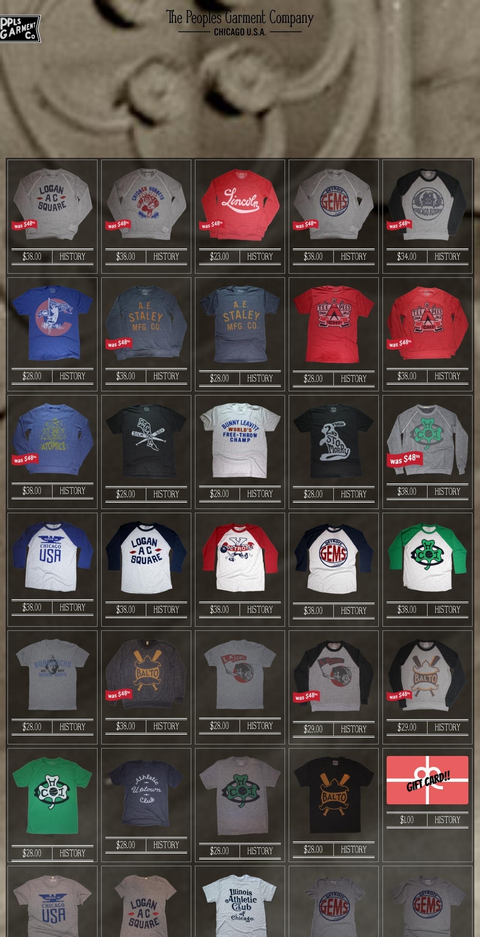 peoplesgarmentco.com shopify website screenshot