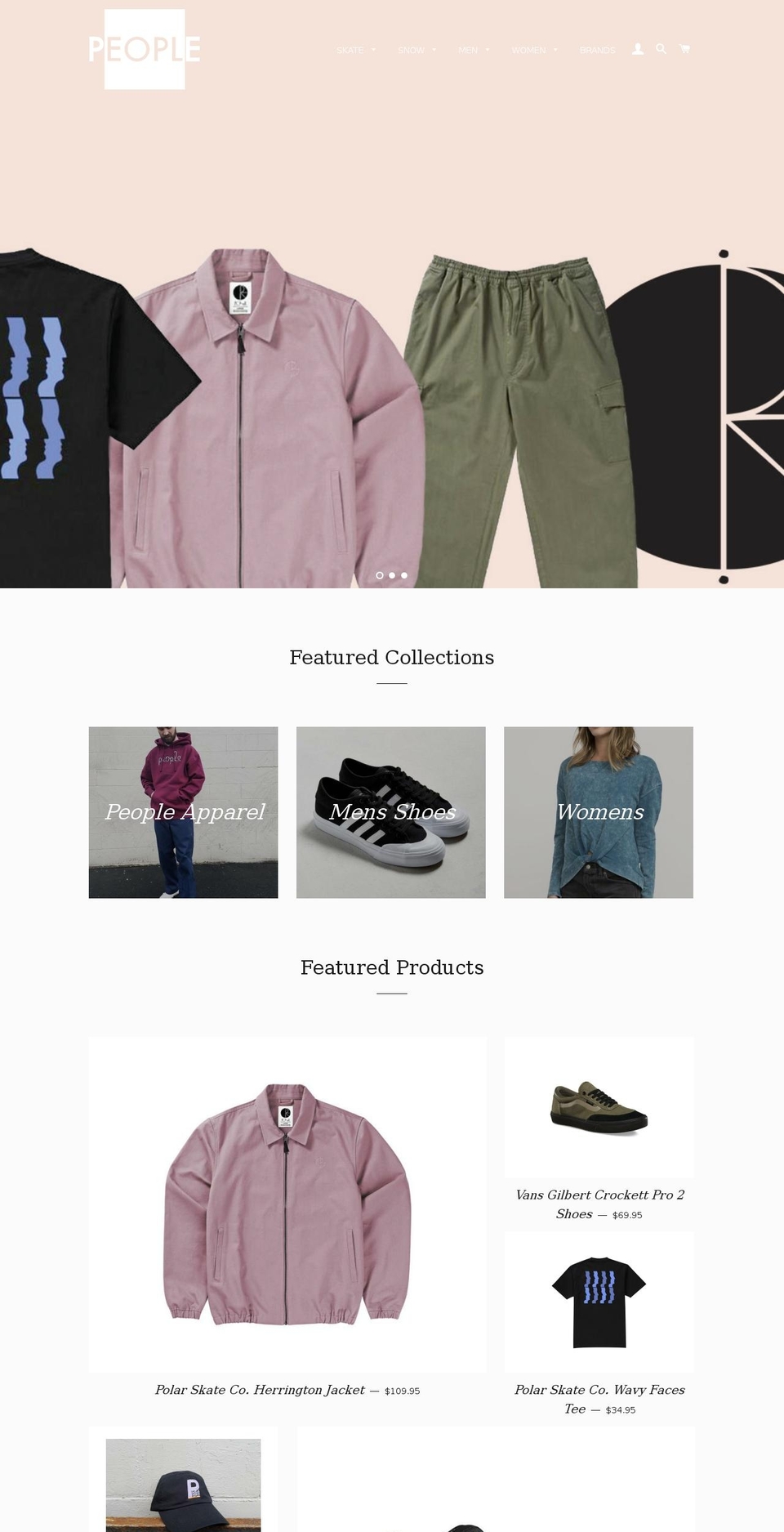 peopleskateboard.com shopify website screenshot