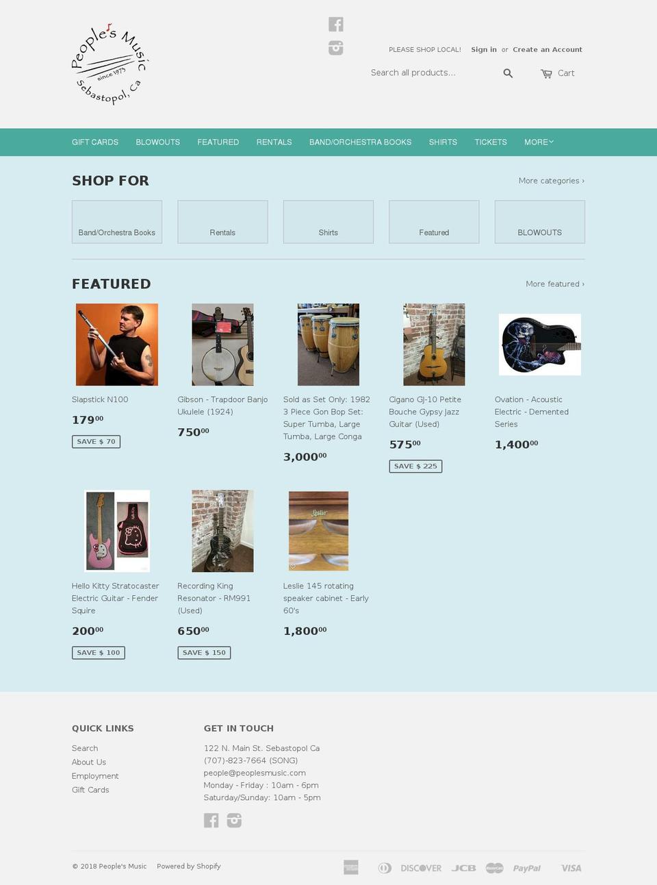 peoplesmusic.us shopify website screenshot