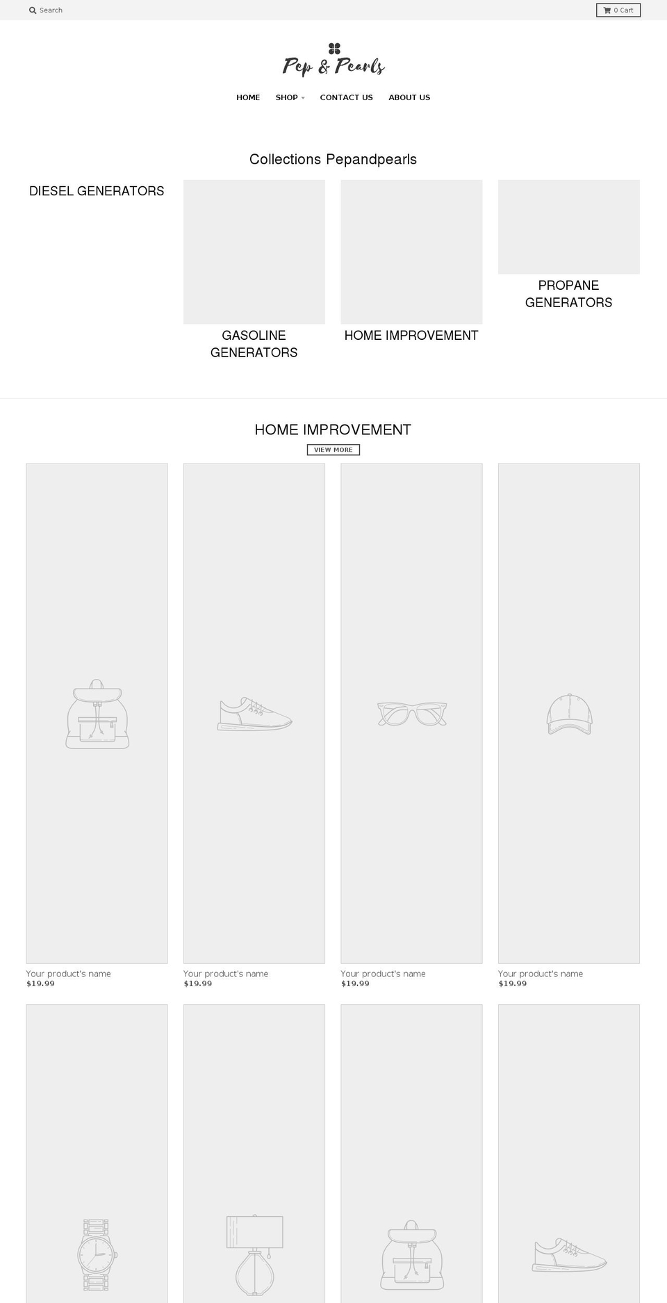 pepandpearls.com shopify website screenshot