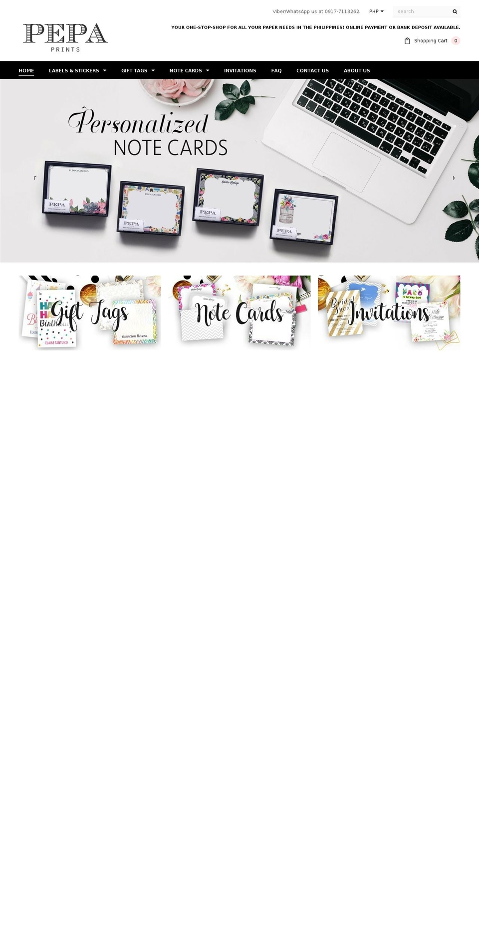 pepaprints.com — Shopify storefront screenshot