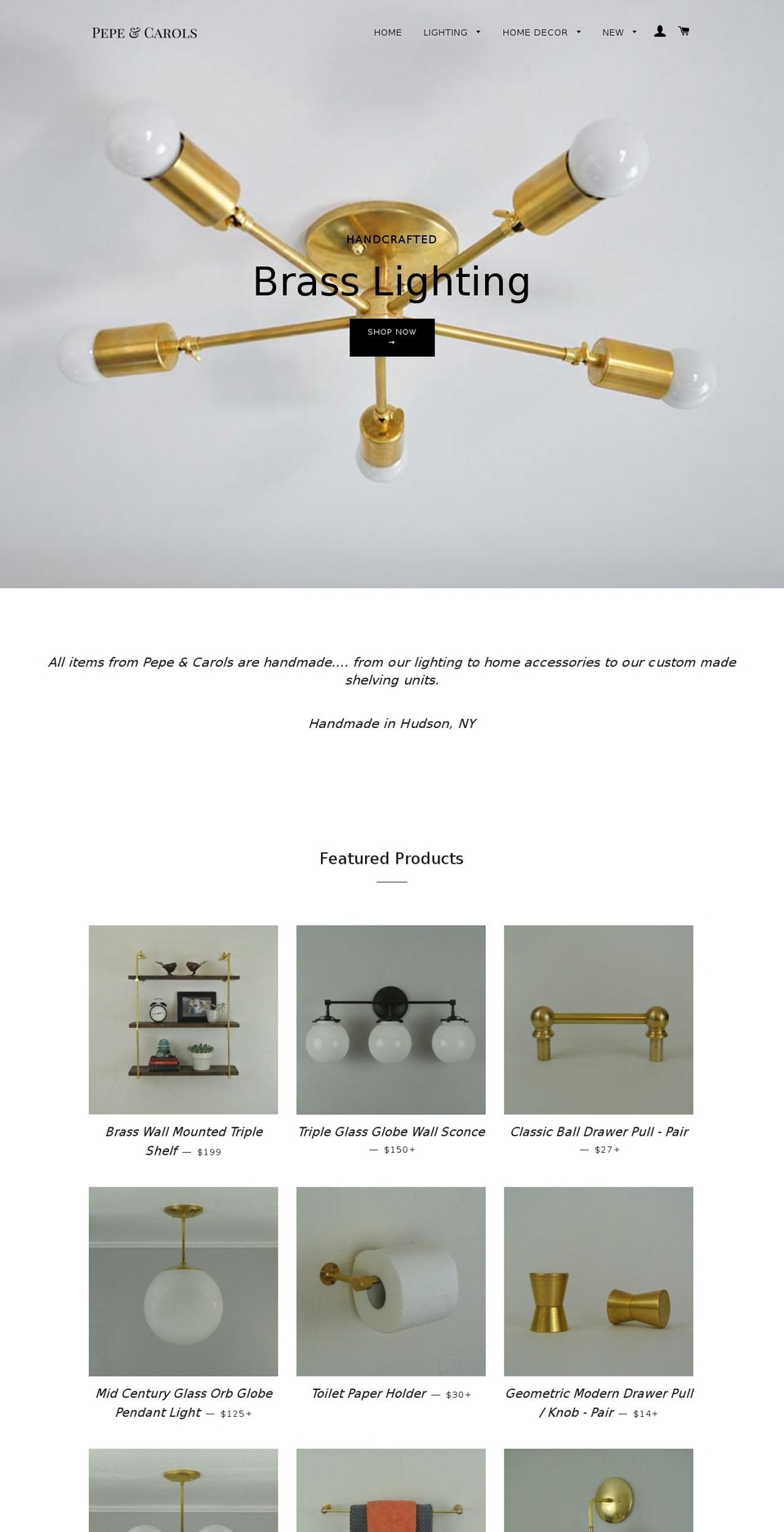 pepeandcarols.com — Shopify storefront screenshot