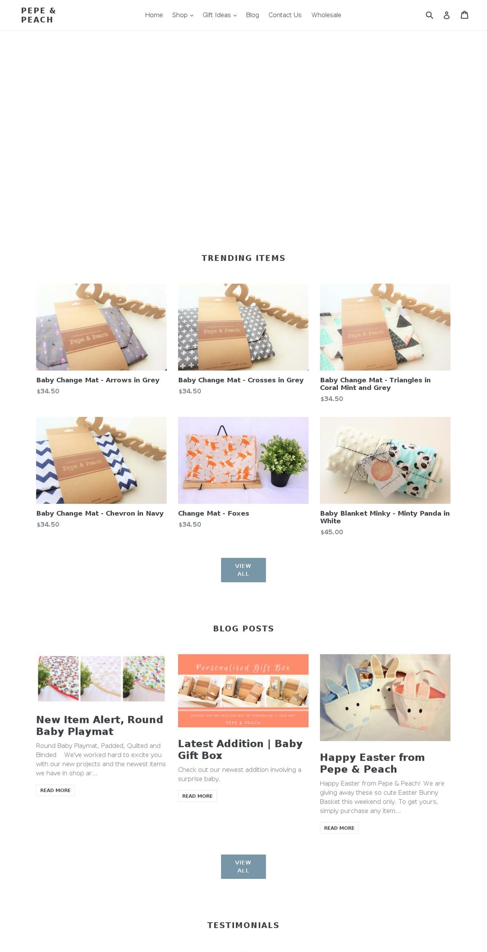 pepeandpeach.com.au shopify website screenshot