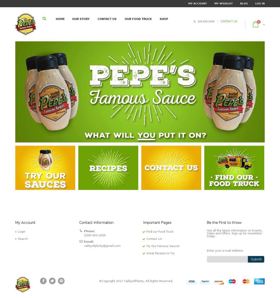 porto Shopify theme site example pepessauce.com