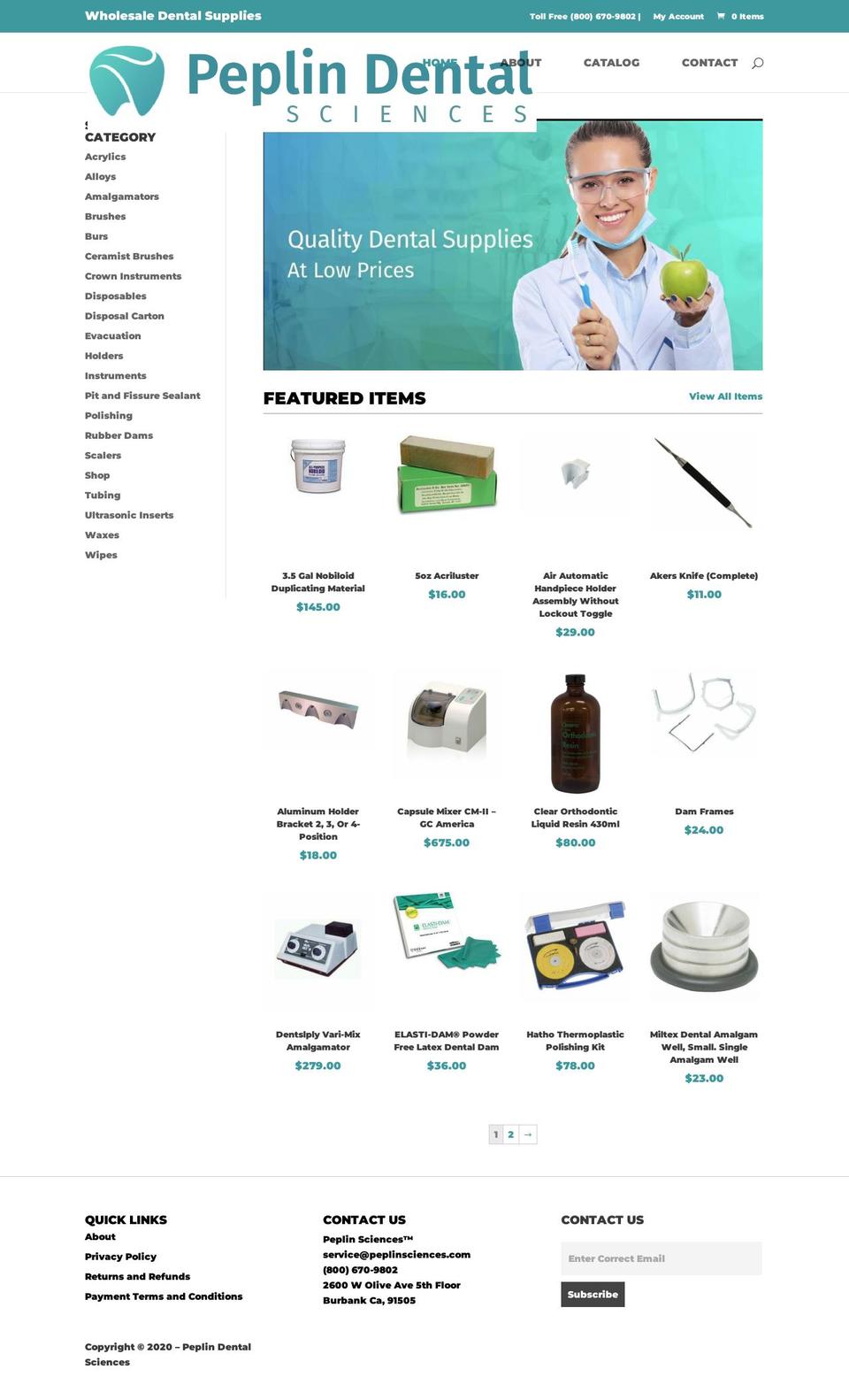 peplinsciences.com — Shopify storefront screenshot