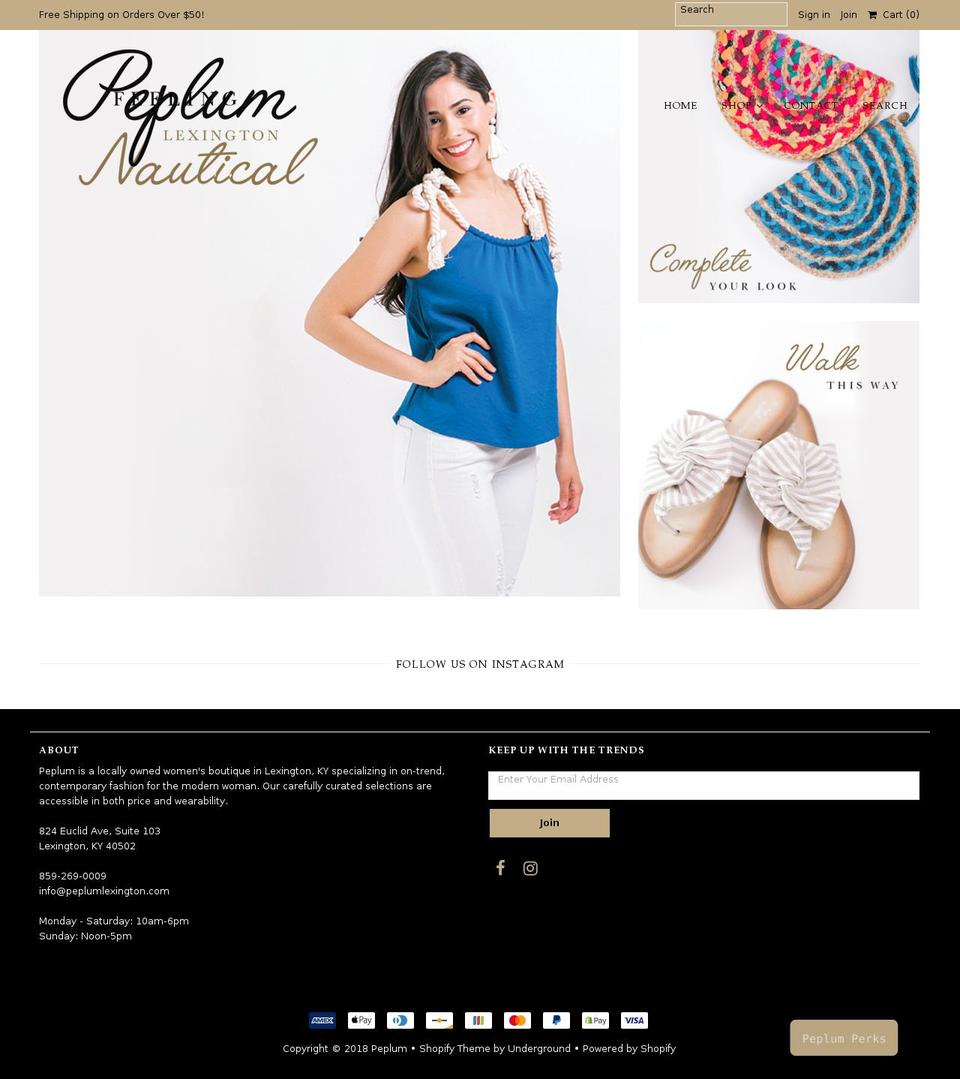 peplumlexington.com shopify website screenshot
