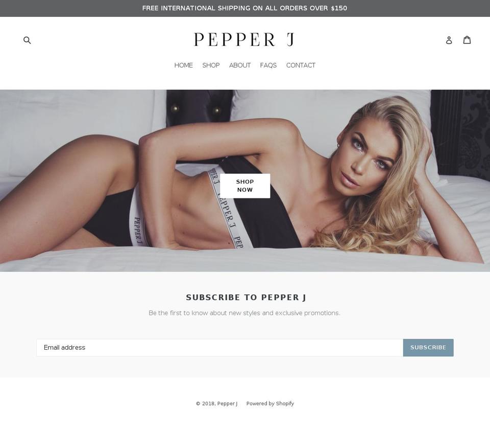 pepper-j.com — Shopify storefront screenshot