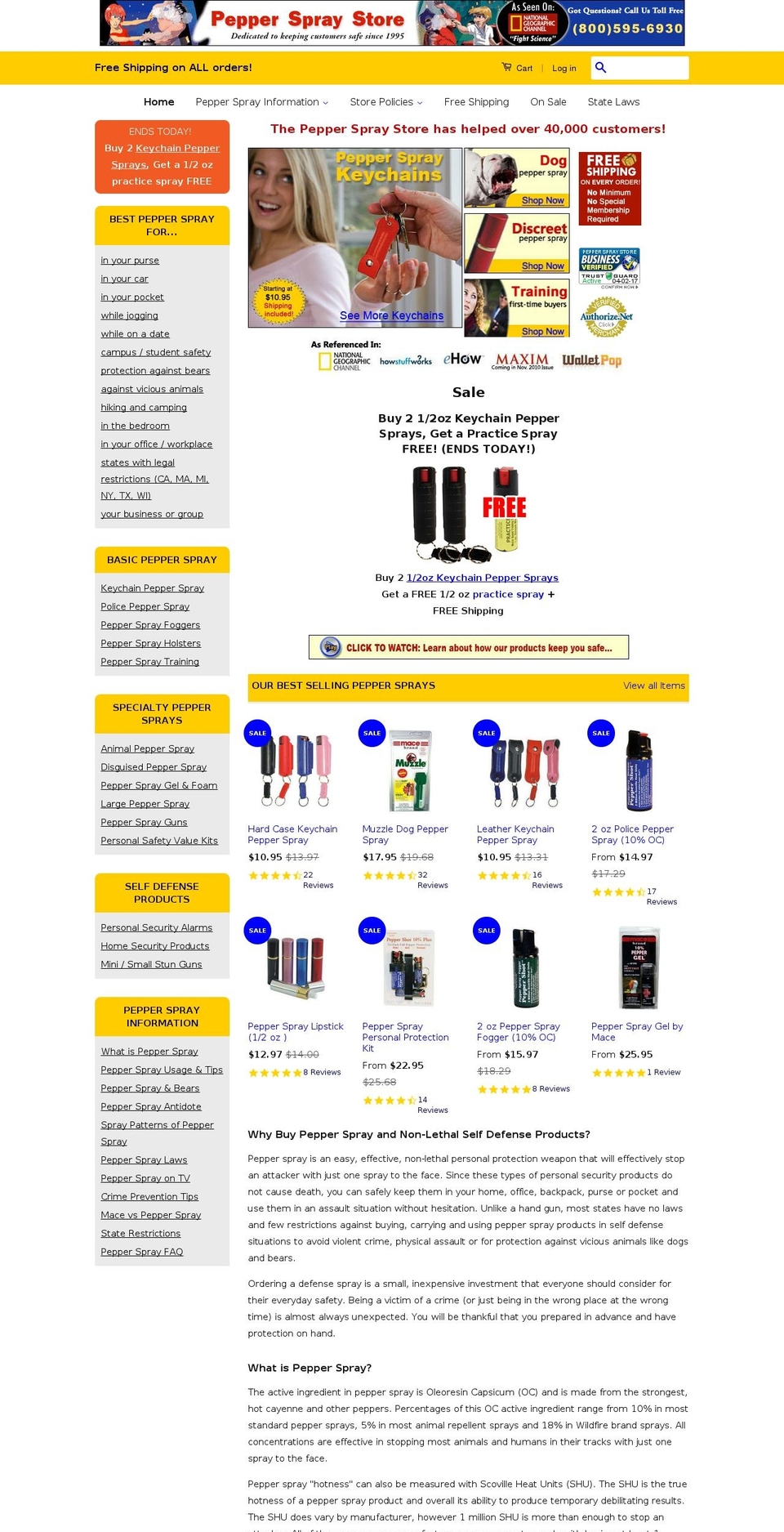 pepper-spray-store.com shopify website screenshot
