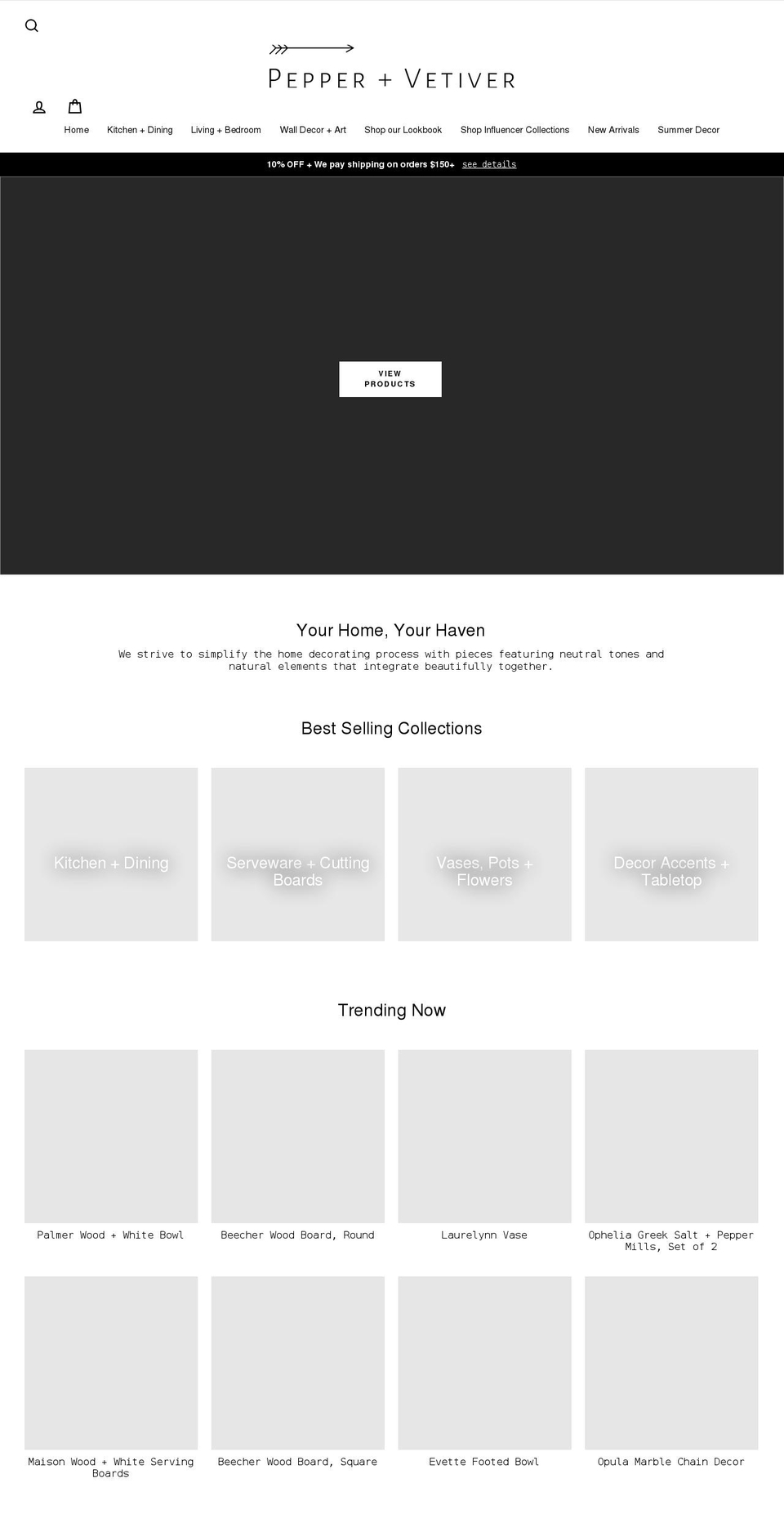 pepperandvetiver.com shopify website screenshot