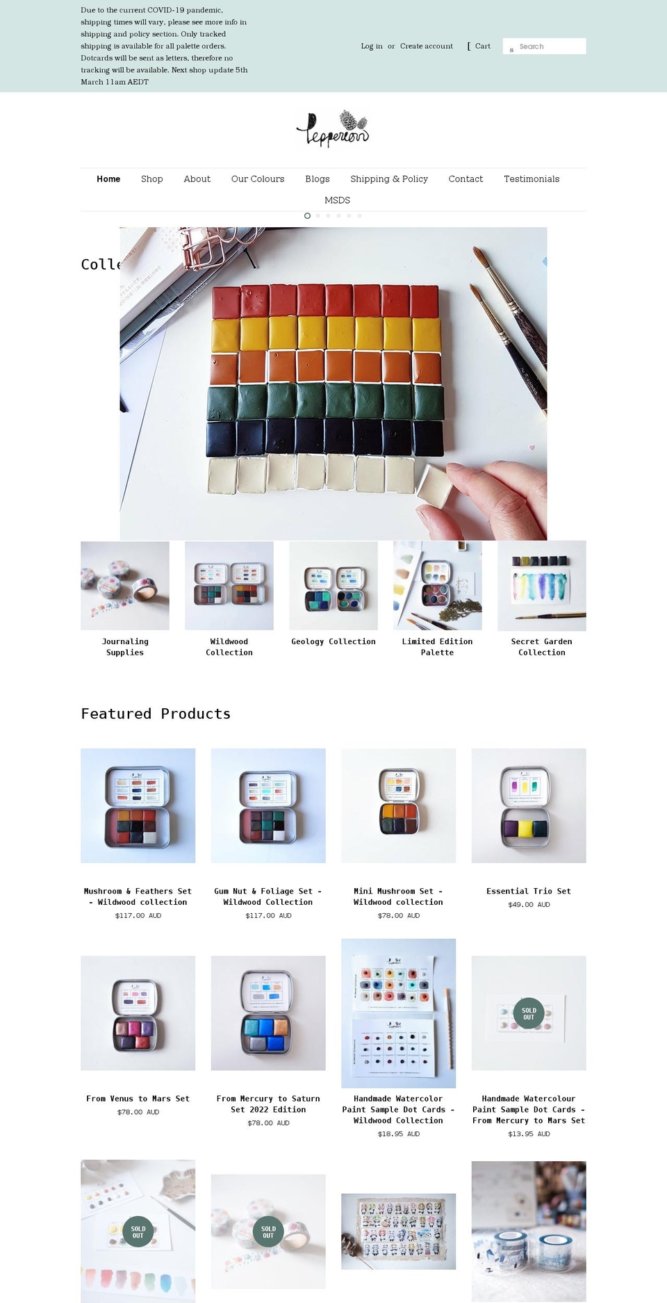 pepperconarts.com shopify website screenshot