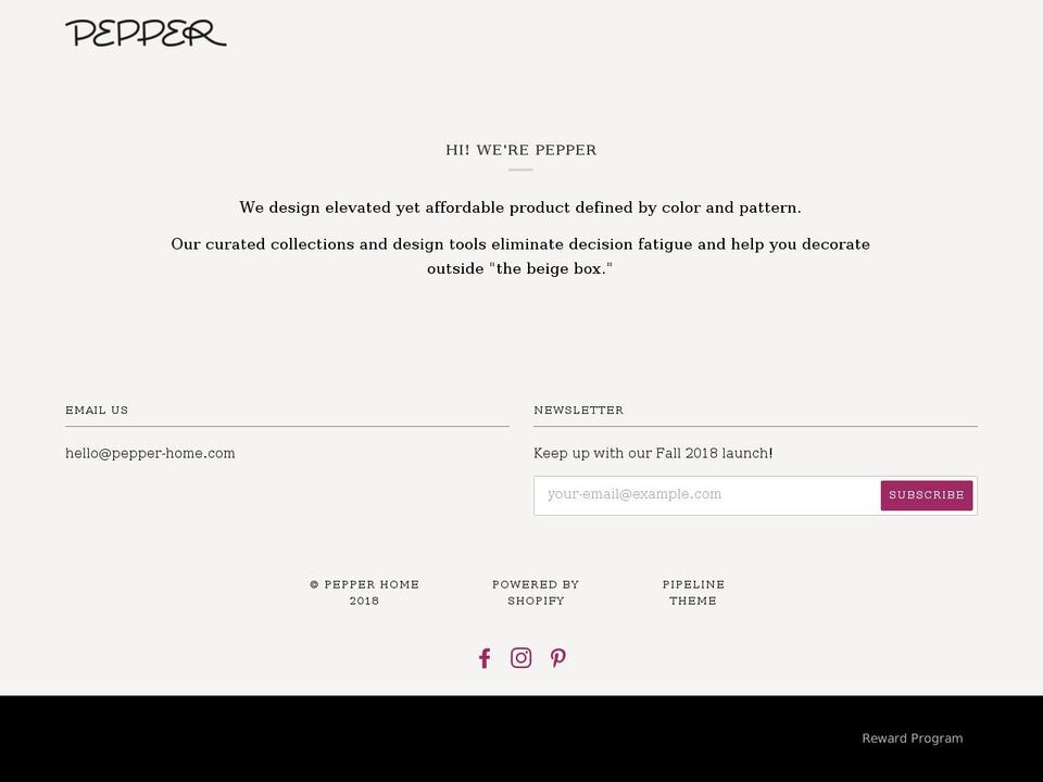 pepperdeco.net shopify website screenshot