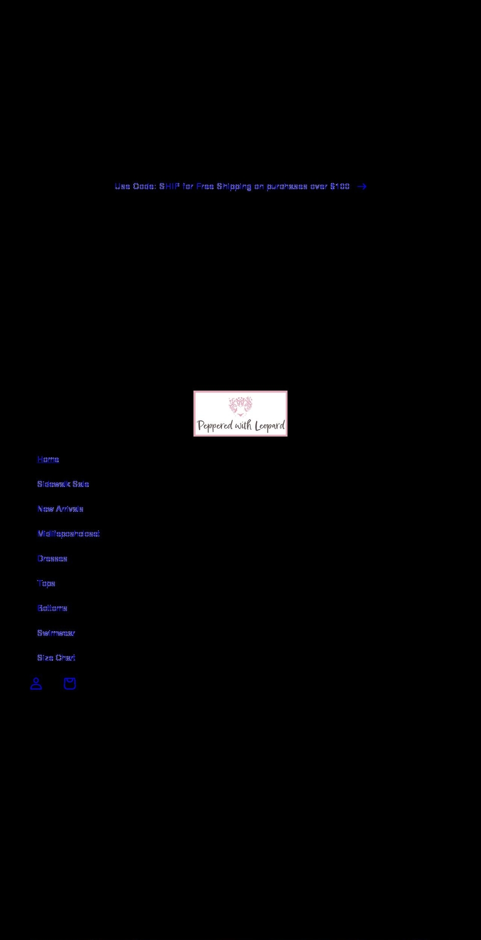 pepperedwithleopard.com shopify website screenshot