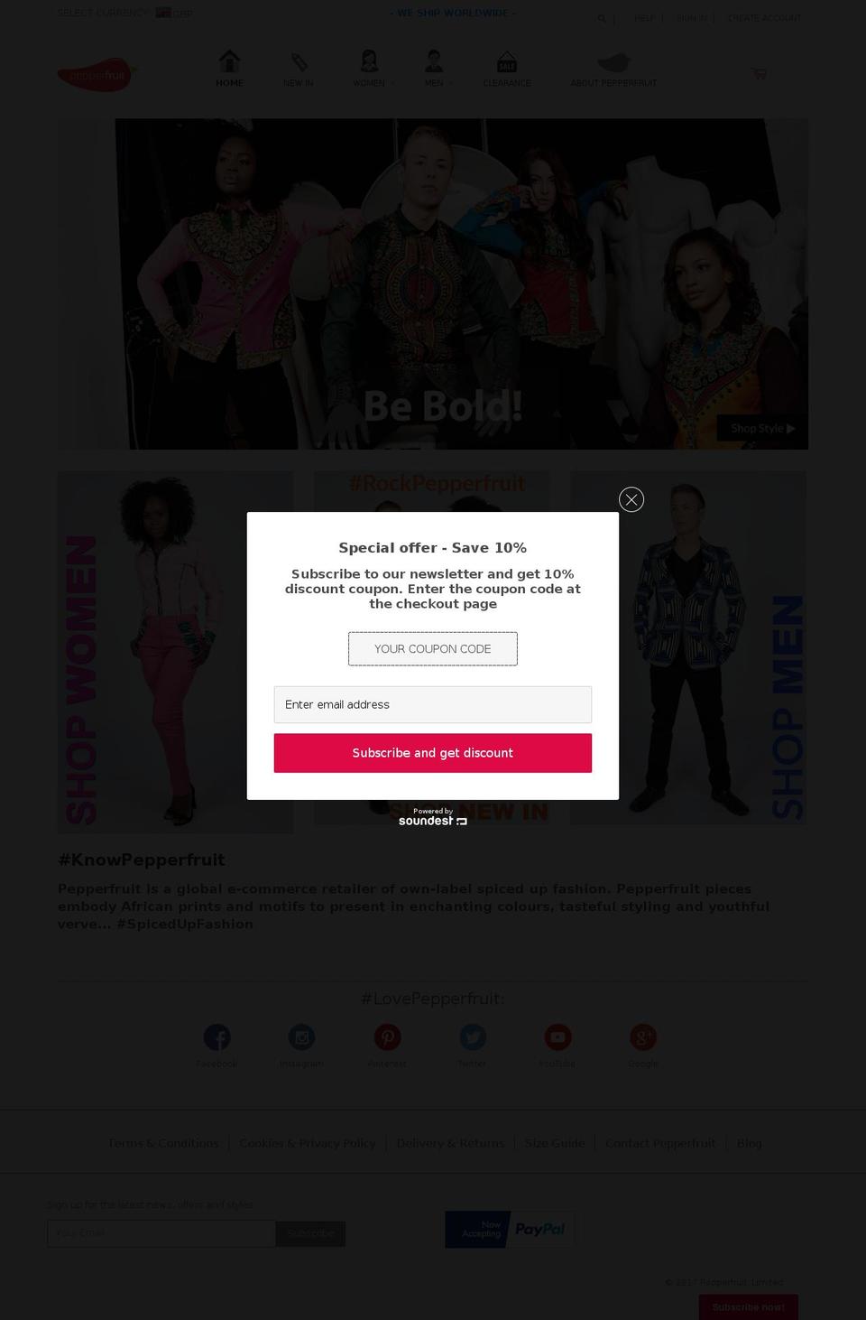 pepperfruit.com shopify website screenshot