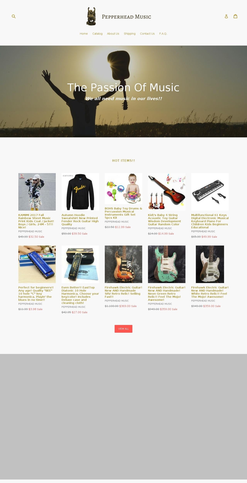 pepperheadmusic.com — Shopify storefront screenshot