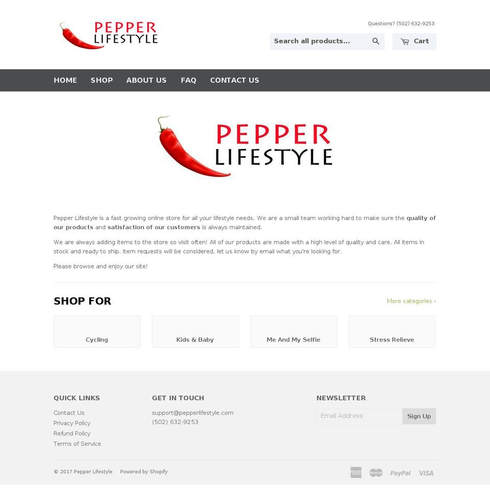 pepperlifestyle.com shopify website screenshot