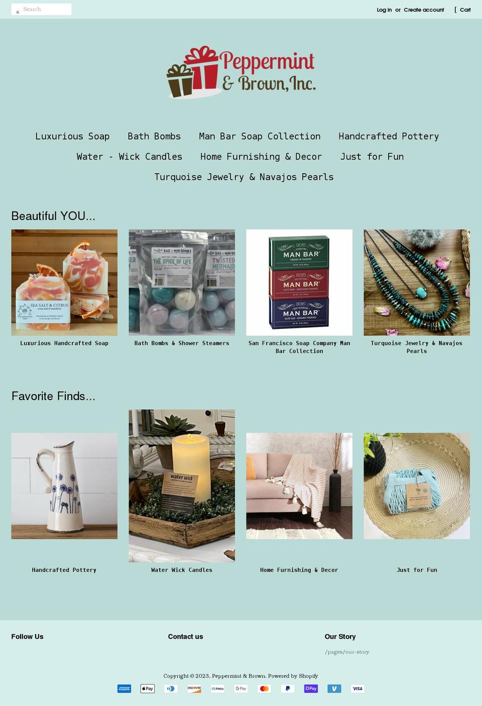 peppermintandbrown.com shopify website screenshot