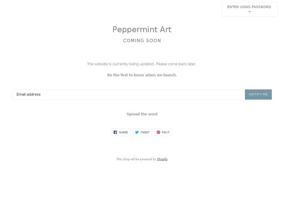 peppermintart.co.uk shopify website screenshot