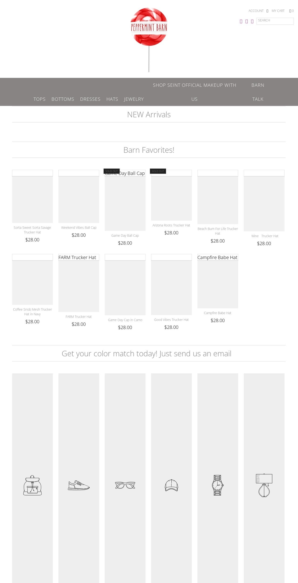 peppermintbarn.com shopify website screenshot